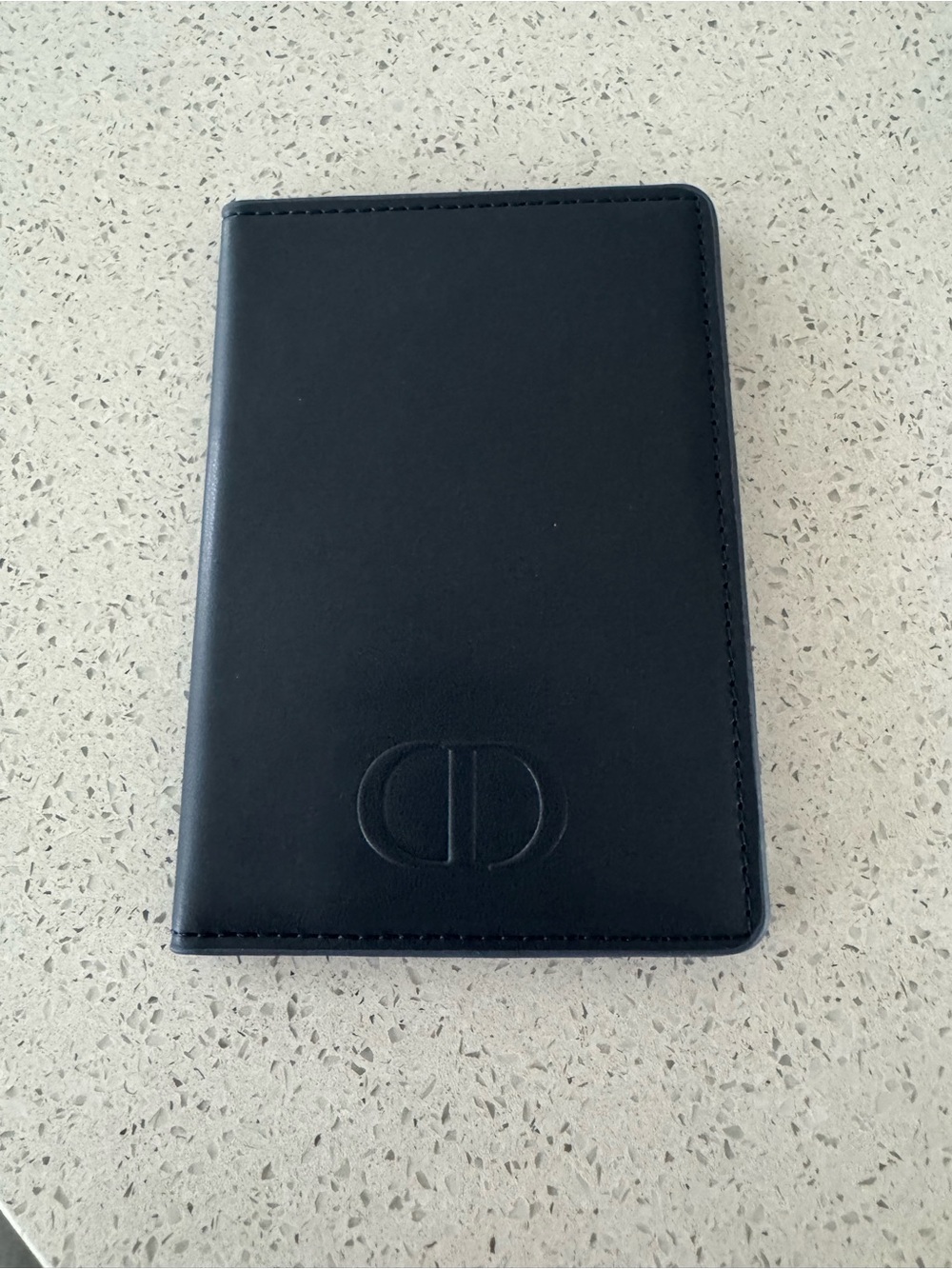 Dior Beauté Embossed Logo Blue/Black Leather passport holder